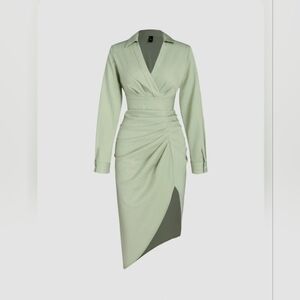 Pastel Green Dress W/ White Pinstripe